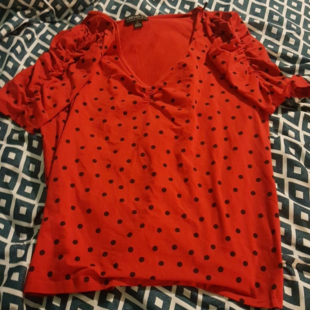 Red top with cute polka dots